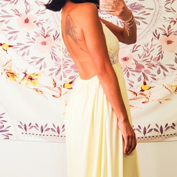 Wildflower Halter Maxi Dress- Cream - Picture 4 of 8